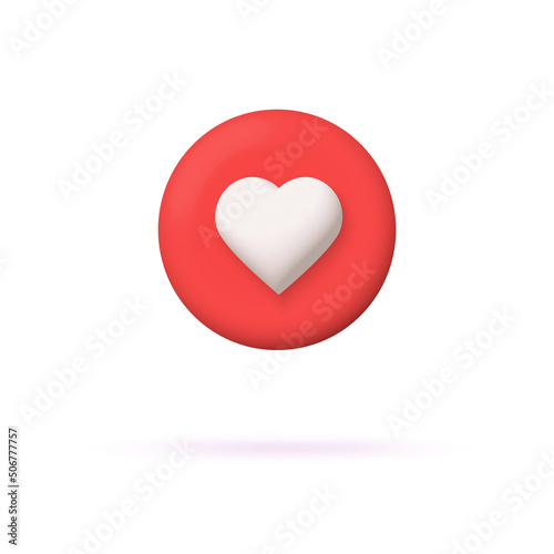 Heart favorite 3d icon. Vector illustration on white background.