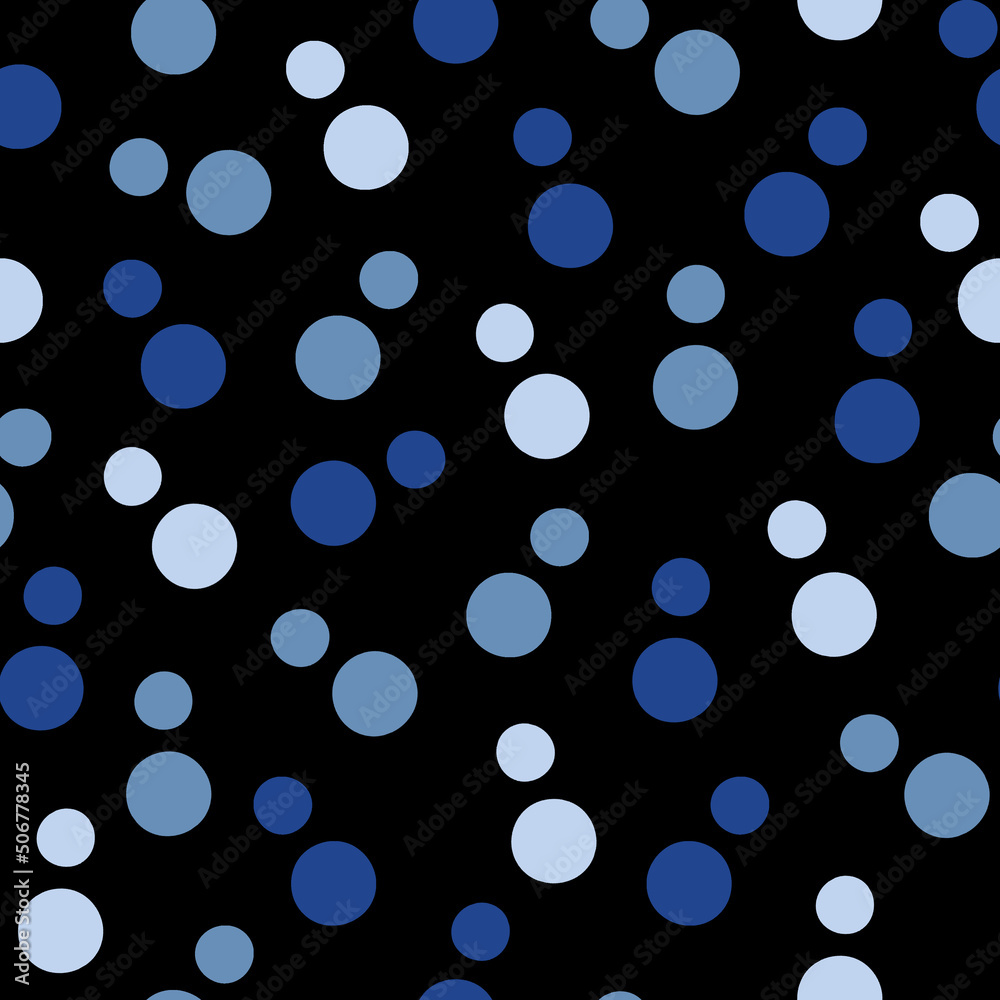 Seamless Pattern with Blue Air Bubbles Silhouettes on Black Background. Seamless Pattern with Blue Air Bubbles Silhouettes on Black Background.