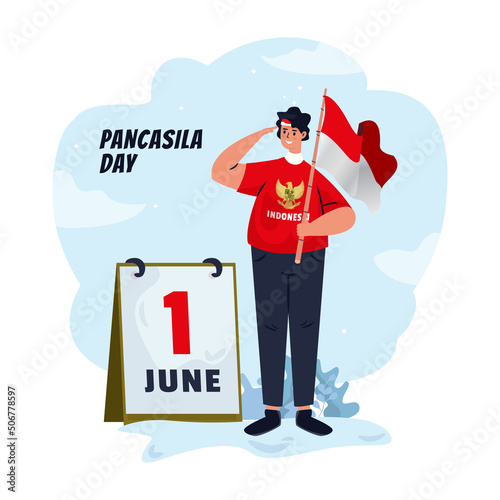 Flat design happy Indonesian Pancasila day