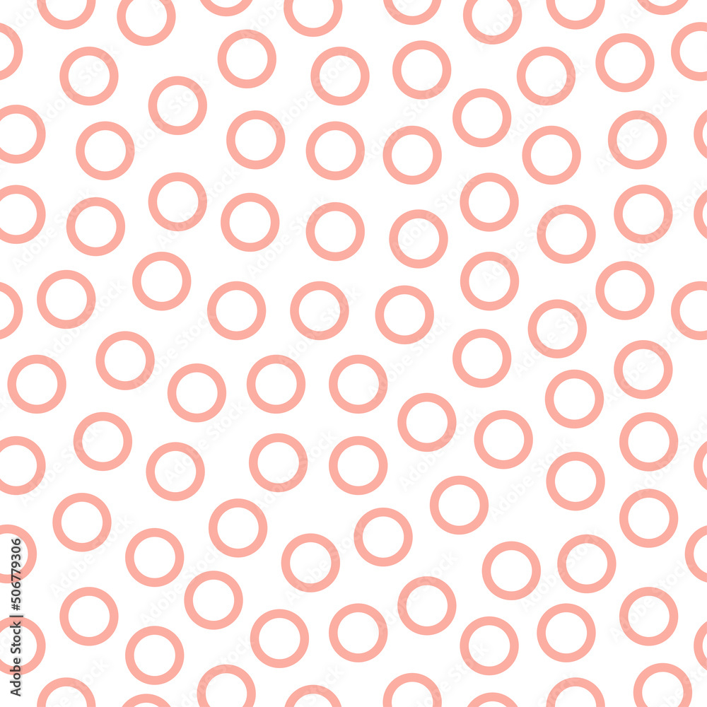 Pink rings seamless pattern with white background.