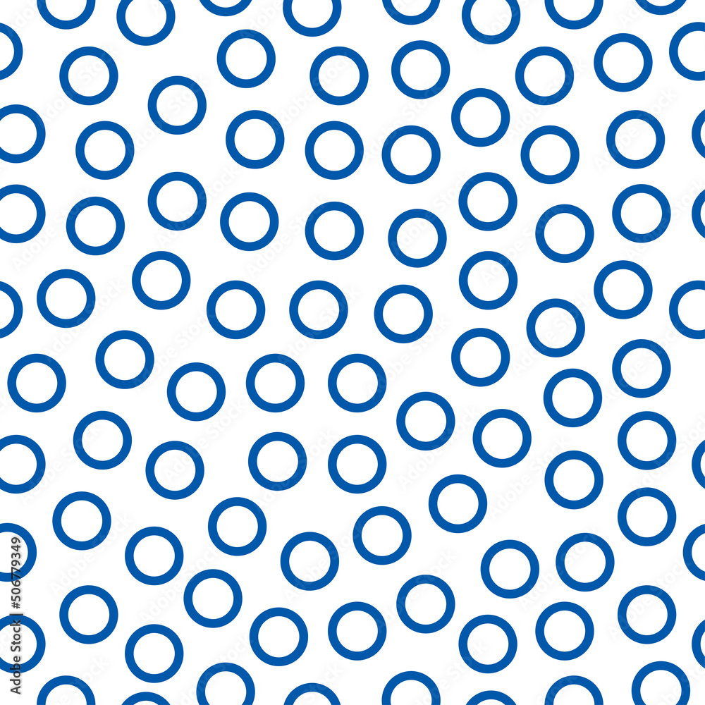 Blue rings seamless pattern with white background.