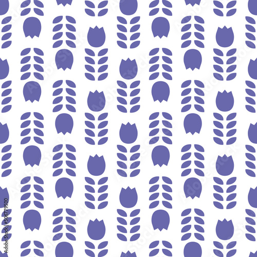 Very peri tulips flower seamless pattern.