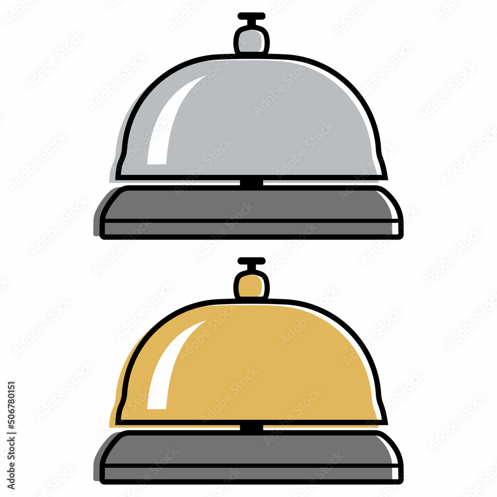 Hotel desk bell, service bell, bell icon at the reception. Flat vector illustration. Hotel desk bell, service bell, bell icon at the reception. Flat vector illustration.