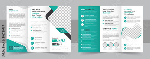 Corporate business trifold brochure template, Creative and Professional tri fold brochure design. photo