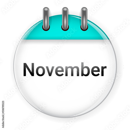 circle 3d calendar november icon