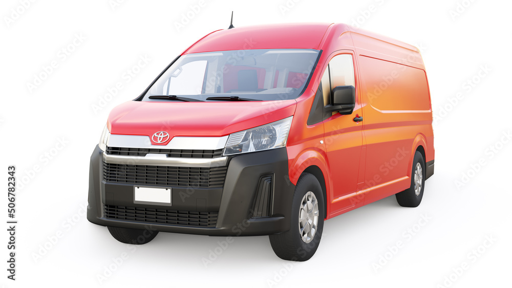 Tokyo, Japan. April 12, 2022: Toyota Hiace. Red commercial van for ...