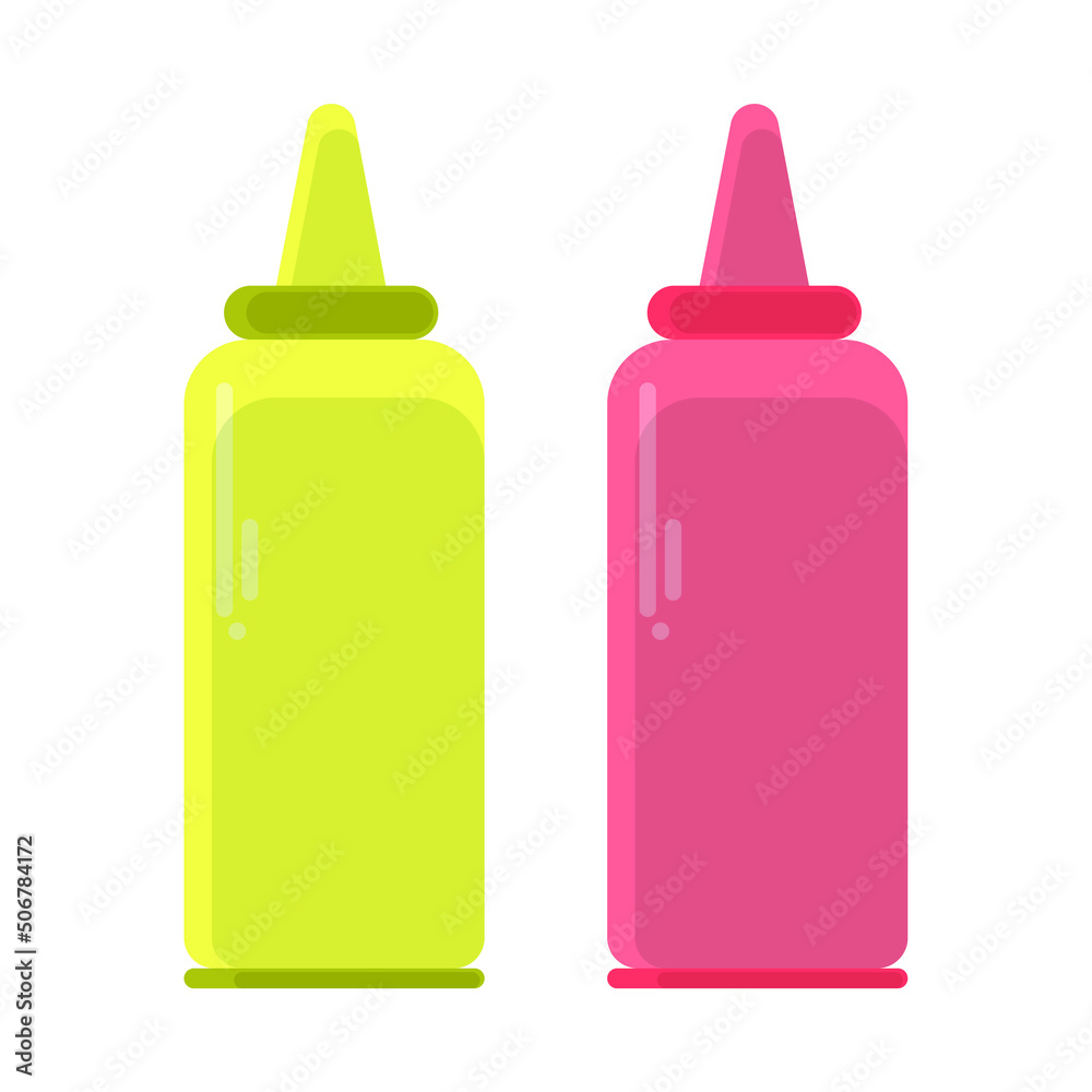Vector image of bottles for sauce of tomato and mustard Vector image of bottles for sauce of tomato and mustard