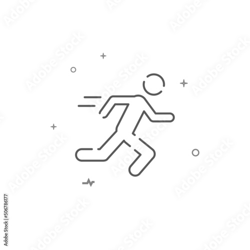 Running man simple vector line icon. Symbol, pictogram, sign isolated on white background. Editable stroke. Adjust line weight.