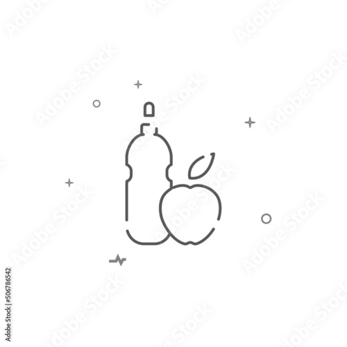 Healthy eating and drinking simple vector line icon. Symbol, pictogram, sign isolated on white background. Editable stroke. Adjust line weight.