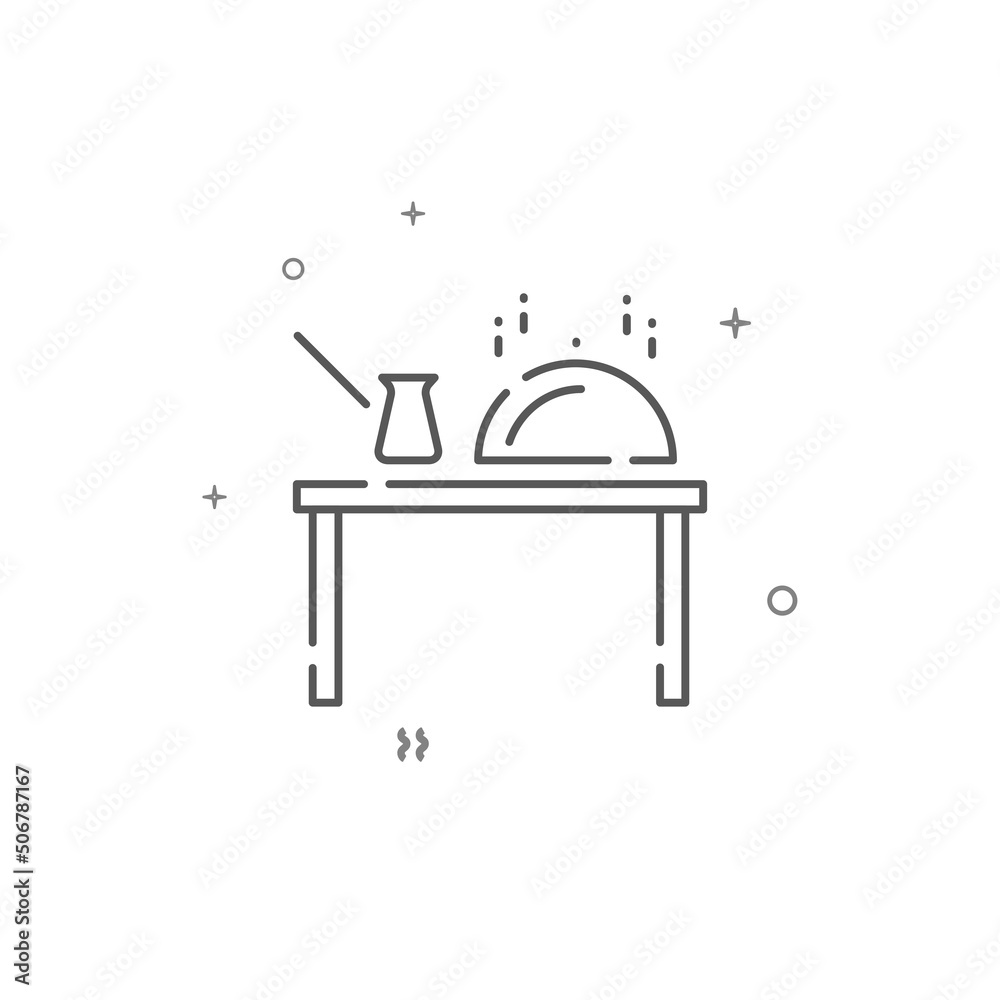 Fototapeta premium Breakfast on the table simple vector line icon. Symbol, pictogram, sign isolated on white background. Editable stroke. Adjust line weight.