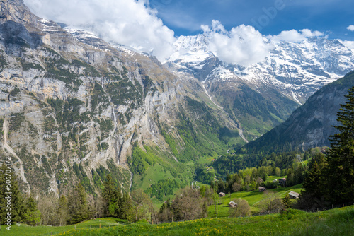 Obraz na płótnie amazing view on Alps mountains from Murren Lauterbrunnen in Switzerland w salonie