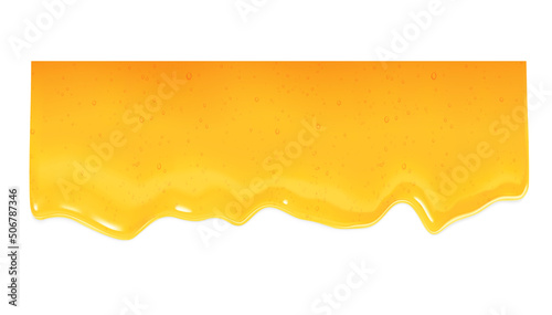 Realistic honey falling drops. Vector illustration isolated on white background. Сan easily be used for different backgrounds. EPS10.