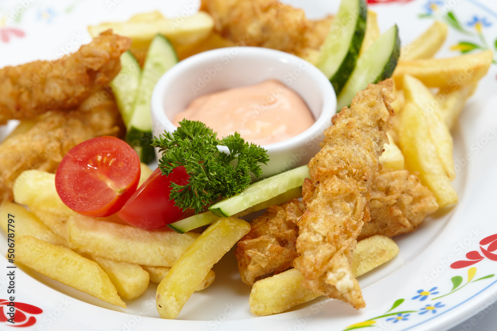 Chicken nuggets with french fries Chicken nuggets with french fries
