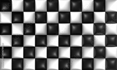 3d black white chess background.