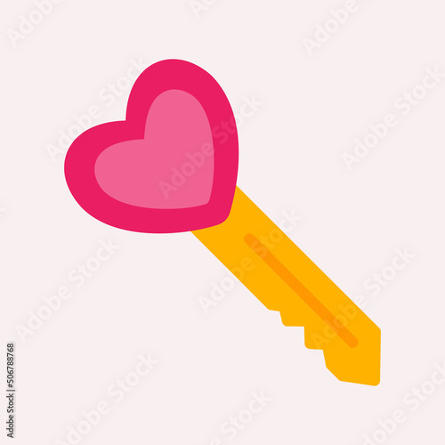 Love key icon in flat style, use for website mobile app presentation