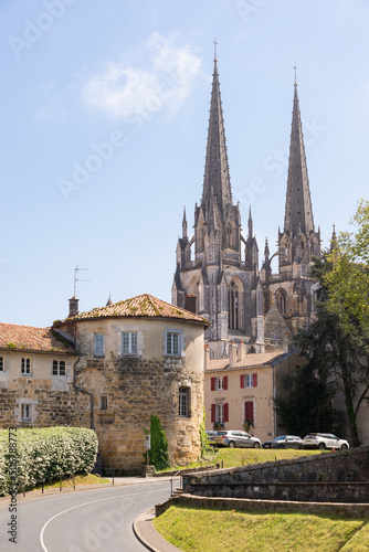 View of the Château Vieux and the Sainte-Marie Cathedral in Bayonne as seen from the Boulevard du Rem Lachepaillet