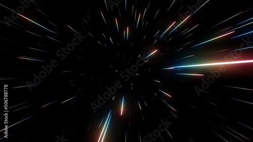 Space travel with warp speed, hyper space or faster than light trough a wormhole or tunnel background effect - 3D illustration photo