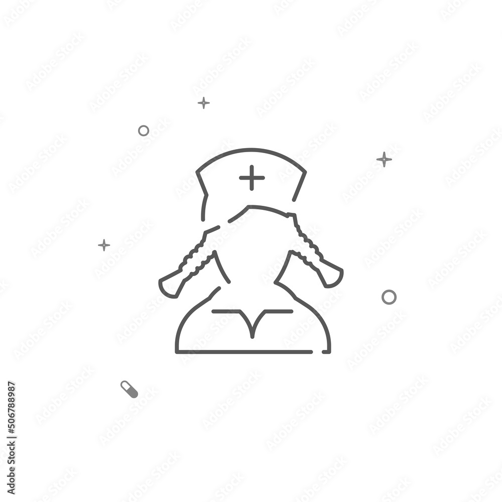 Fototapeta premium Nurse simple vector line icon. Symbol, pictogram, sign isolated on white background. Editable stroke. Adjust line weight.