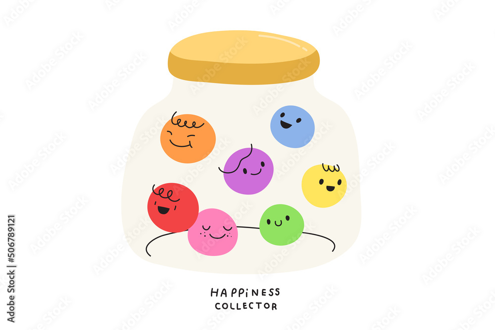 Colorful happy faces in the jar with Colorful happy faces in the jar with