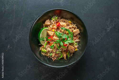 Rice with chicken, Restaurant Asian food