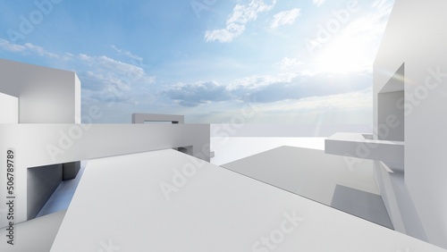 3d rendering architecture background building geometric shape