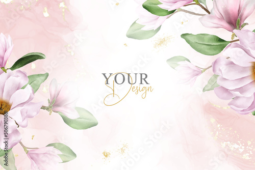 Elegant Magnolia Arrangement Flower Wedding Background Design
