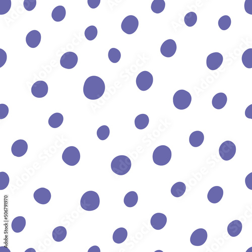 Very peri color spots seamless pattern with white background.