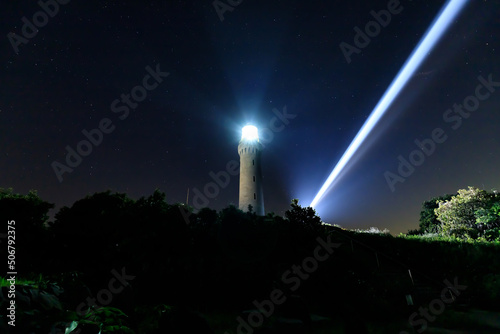 夜の角島灯台 山口県下関市 Tsunoshima Lighthouse at night. Yamaguchi-ken Shimonoseki city.