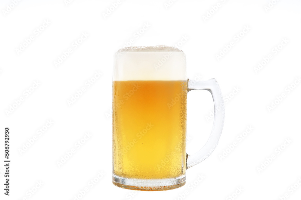 Beer in Ice Cold Mug Isolated on White Beer in Ice Cold Mug Isolated on White