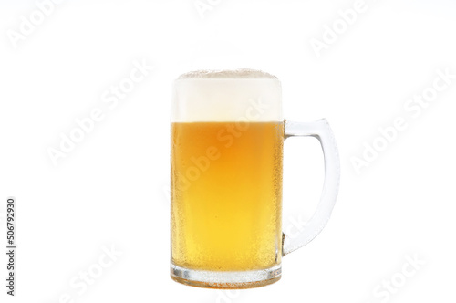 Beer in Ice Cold Mug Isolated on White