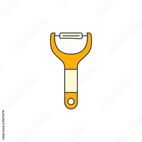 Kitchen peeler icon in color, isolated on white background 