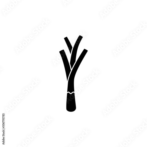 Leek vegetable icon in black flat glyph, filled style isolated on white background