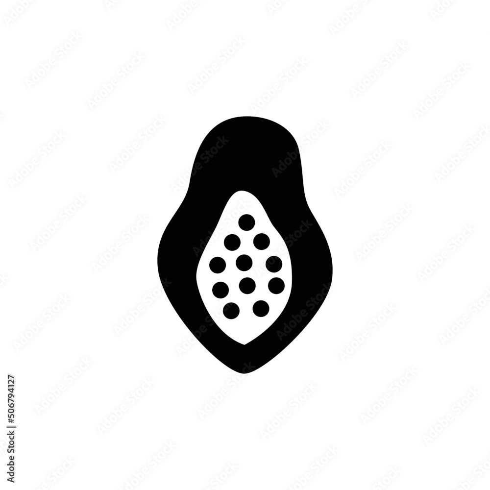 papaya icon in black flat glyph, filled style isolated on white background