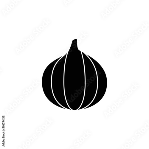 onion vegetable in black flat glyph, filled style isolated on white background