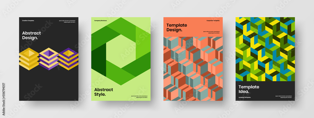 Fototapeta premium Modern company identity design vector layout bundle. Premium mosaic shapes journal cover concept composition.
