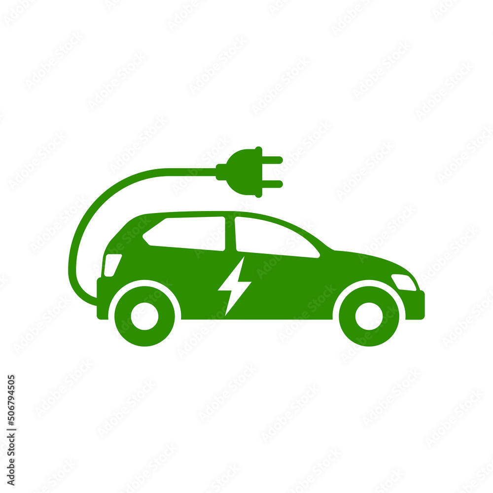 green electric car icon design vector