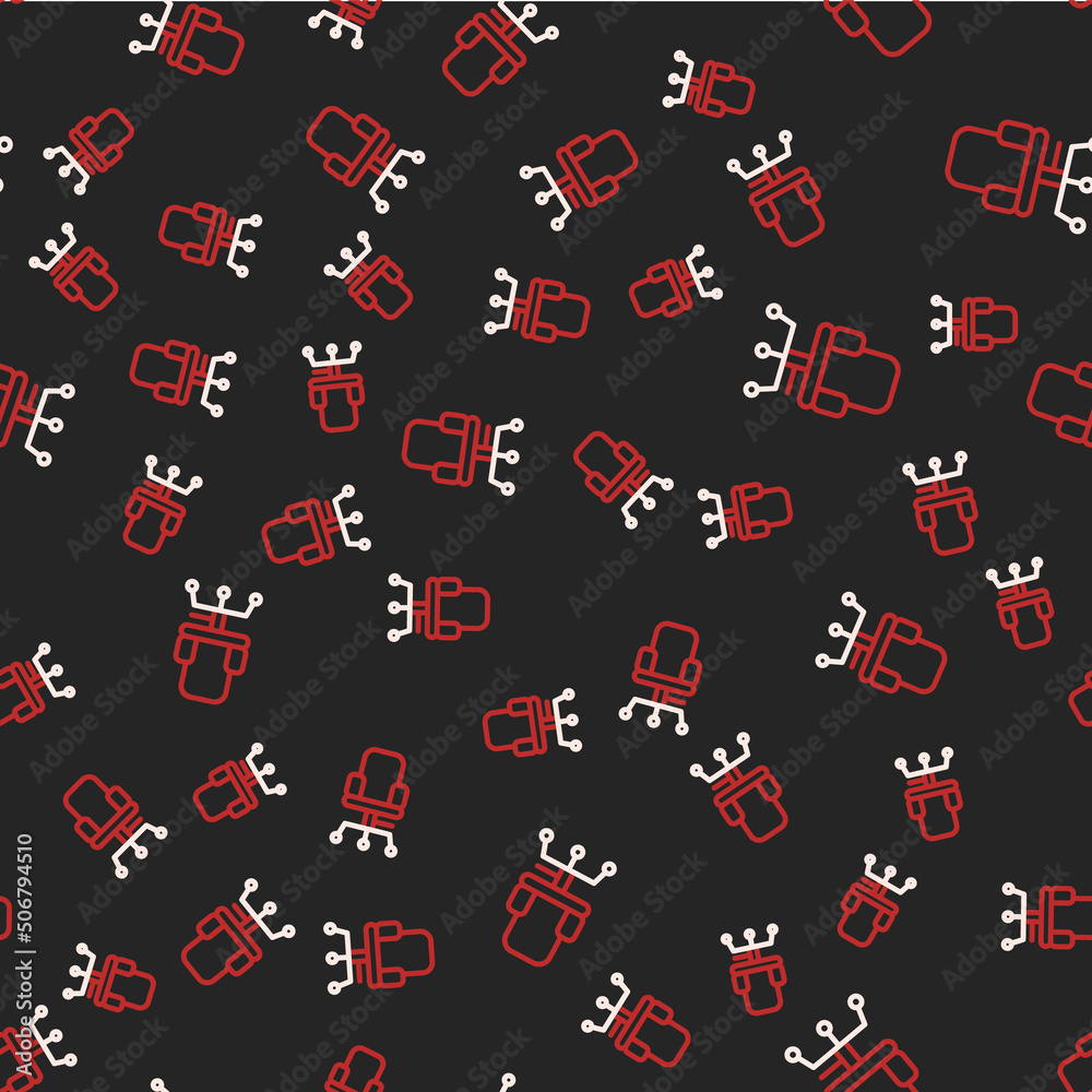 Line Office chair icon isolated seamless pattern on black background. Vector Line Office chair icon isolated seamless pattern on black background. Vector