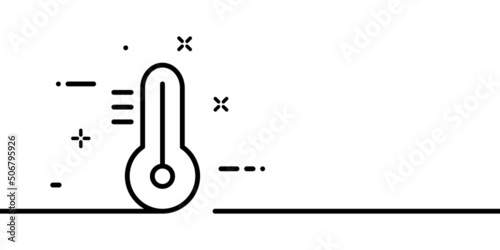 Thermometer line icon. Temperature, mercury, alcohol, measure, weather. Technology concept. One line style. Vector line icon for Business and Advertising