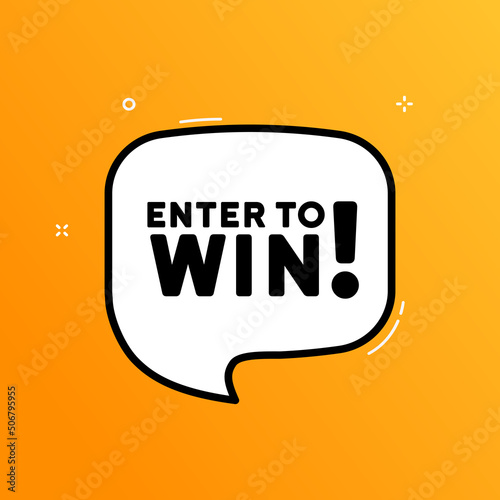 Speech bubble with Enter to win text. Boom retro comic style. Pop art style. Vector line icon for Business and Advertising