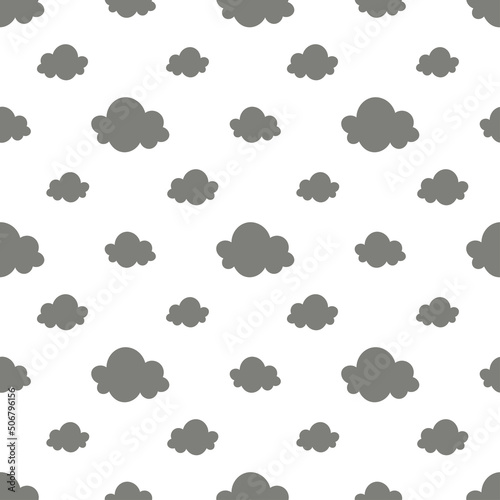 Grey clouds seamless pattern with white background.