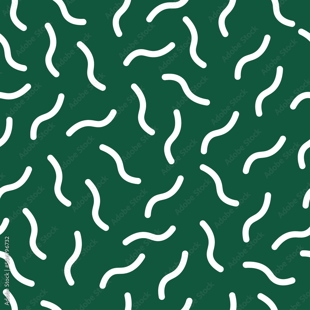 Green seamless pattern with white memphis design. Green seamless pattern with white memphis design.