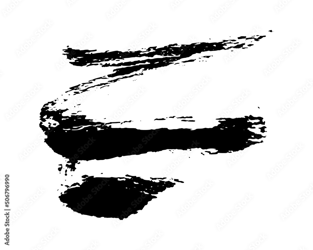 Black brush stroke on transparent background