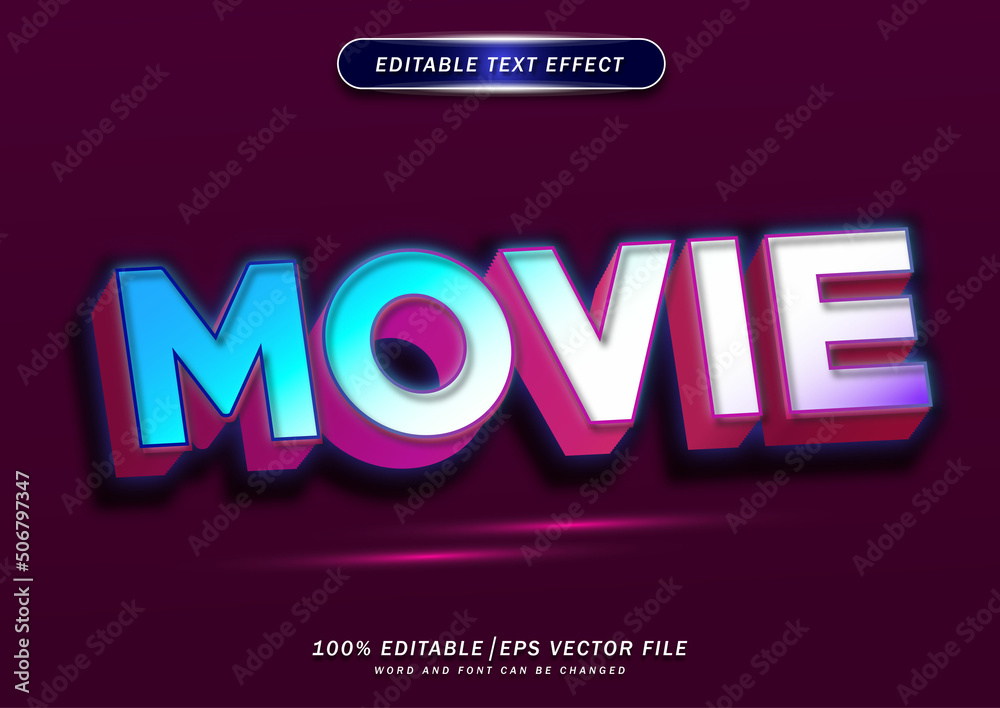 Colorful bold movie text editable effect
