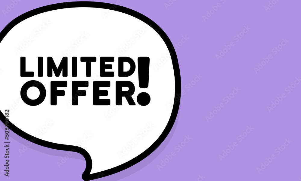 Speech bubble with Limited offer text. Boom retro comic style. Pop art style. Vector line icon for Business and Advertising Speech bubble with Limited offer text. Boom retro comic style. Pop art style. Vector line icon for Business and Advertising