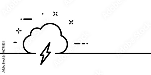 Cloud with lightning line icon. Thunderstorm, nature, sky, precipitation, cold, thunder. Weather concept. One line style. Vector line icon for Business and Advertising