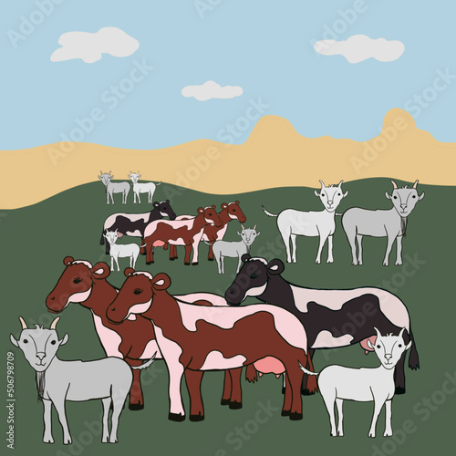 farm,farm,farmhouse,goats,goats,cows,farm animals,pets ,milk,cow gives milk,cow grazes in the meadow,cow on the farm,goat gives milk,goat grazes in the meadow,green meadows,sky,clouds,nature,ecology,e