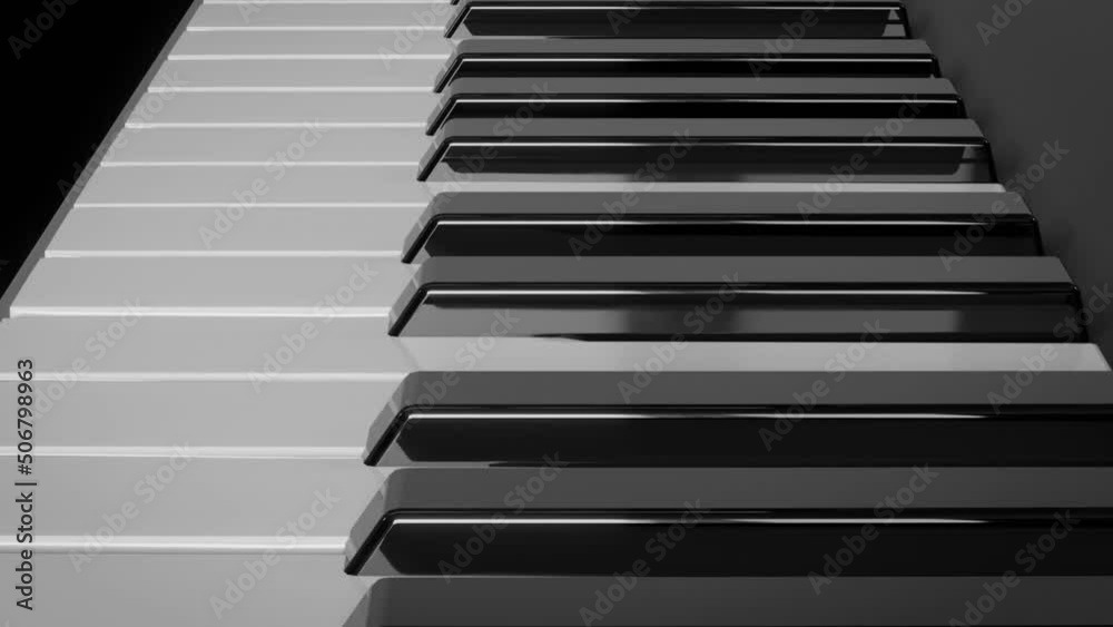 3D rendering animation of a camera moving over an electronic piano keyboard 3D rendering animation of a camera moving over an electronic piano keyboard