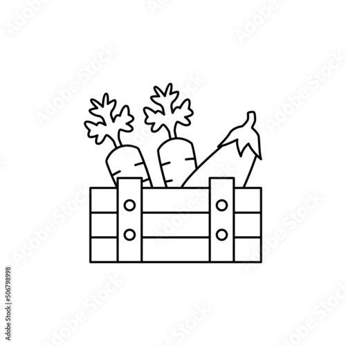 Crate of fruit or organic product icon in line style icon, isolated on white background