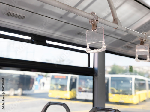 passenger bus interior view, close up