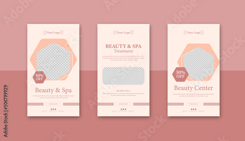 beauty and spa instagram story flyer design template 